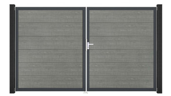 planeo Gardence Simply - Porta in PVC - DIN Destro a 2 ante Grigio Cenere Taglio con telaio in alluminio antracite