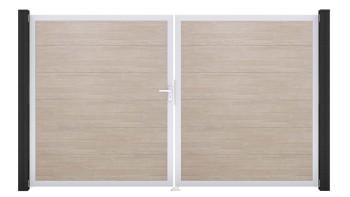 planeo Gardence Simply - Porta in PVC - DIN Sinistro a 2 ante Quercia Sheffield con telaio in alluminio argento