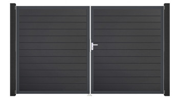 planeo Gardence Simply Small - Porta in PVC - DIN destra a 2 ante grigio antracite con telaio in alluminio antracite | DB703 300 x 180 cm