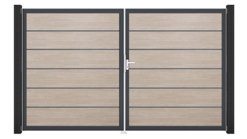 planeo Gardence Simply Premium - Porta in PVC - DIN destra Rovere Sheffield a 2 ante con telaio in alluminio antracite | DB703 300 x 180 cm