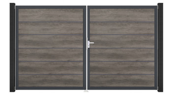 planeo Gardence Simply Premium - Porta in PVC - DIN destra 2 ante Rovere Monumento con telaio in alluminio antracite | DB703 300 x 180 cm