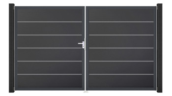 planeo Gardence Simply Premium - Porta in PVC - DIN sinistra a 2 ante antracite con telaio in alluminio antracite | DB703 300 x 180 cm