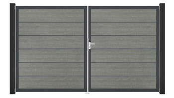 planeo Gardence Simply Premium - Porta in PVC - DIN sinistra a 2 ante Grigio Cenere con telaio in alluminio antracite | DB703 300 x 180 cm