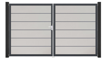 planeo Gardence Simply Premium - Porta in PVC - DIN sinistro a 2 ante bianco con telaio in alluminio antracite | DB703 300 x 180 cm