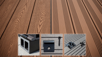 planeo SolidWood WPC decking set completo tavola piena - marrone chiaro francese/testurizzato