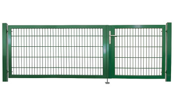 planeo cancello universale pesante 2-ali. asimmetrico Verde muschio inclusi i pali della porta