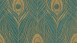 Carta da parati in vinile Absolutely Chic Architects Carta Retro Peacock Feathers Metallic Green Brown 714