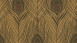 Carta da parati in vinile Absolutely Chic Architects Carta Retro Peacock Feathers Metallic Brown Brown Black 718